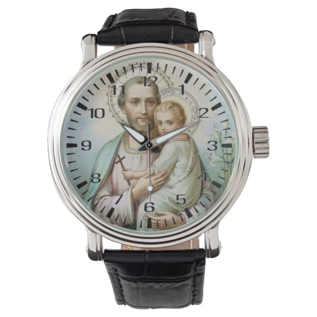 Religious St. Joseph Jesus Catholic Vintage Watch (Front)