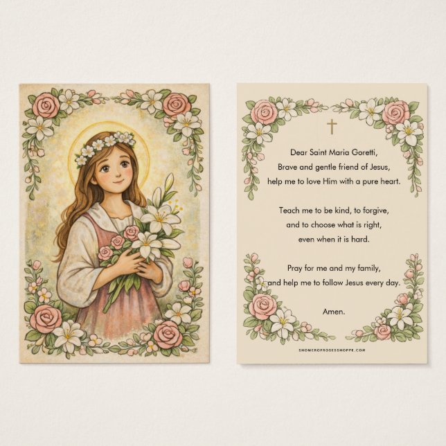 Religious St. Maria Goretti Prayer Floral (Front & Back)