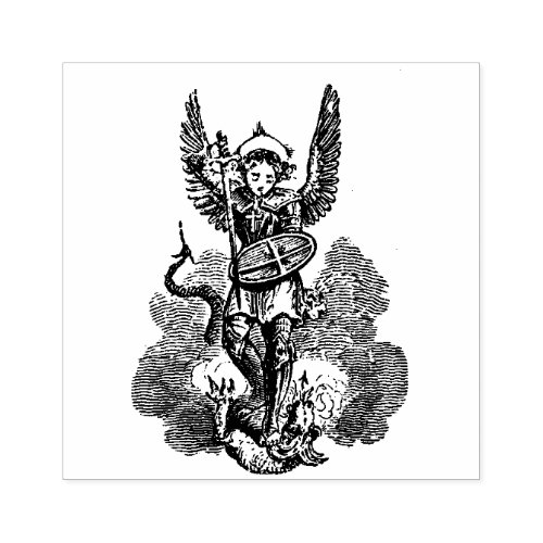 Religious St Michael the Archangel Rubber Stamp