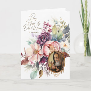Religious St. Padre Pio Flowers Rosary Card
