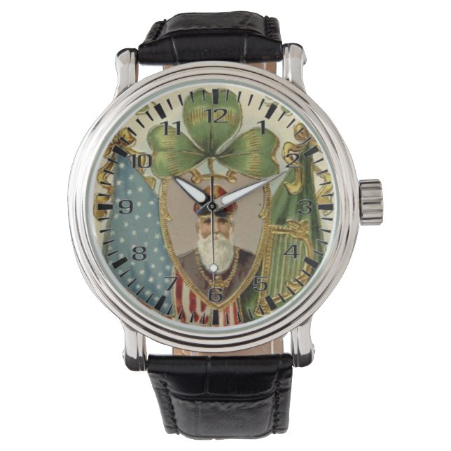 Religious St. Patrick Ireland Shamrock Catholic Watch (Front)