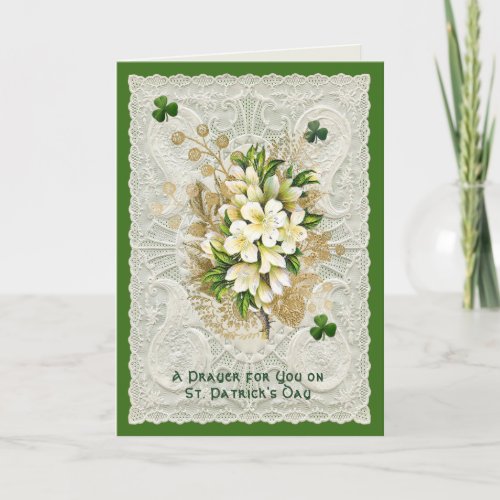 Religious St Patricks Day Prayer Shamrocks  Holiday Card