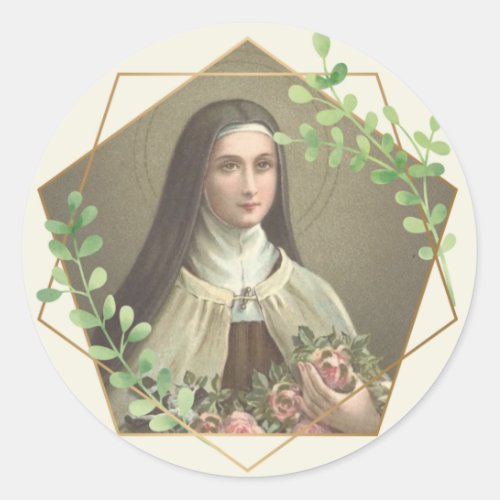 Religious St Therese Carmelite Nun Vintage  Classic Round Sticker