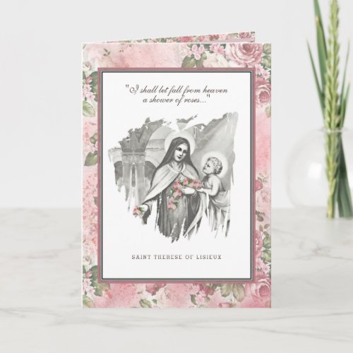 Religious St Therese Catholic Nun Floral Card