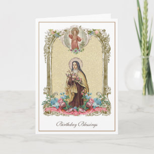 Religious St. Therese Catholic Nun Floral Card
