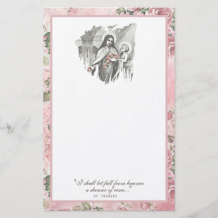 Religious St. Therese Catholic Roses Floral Card
