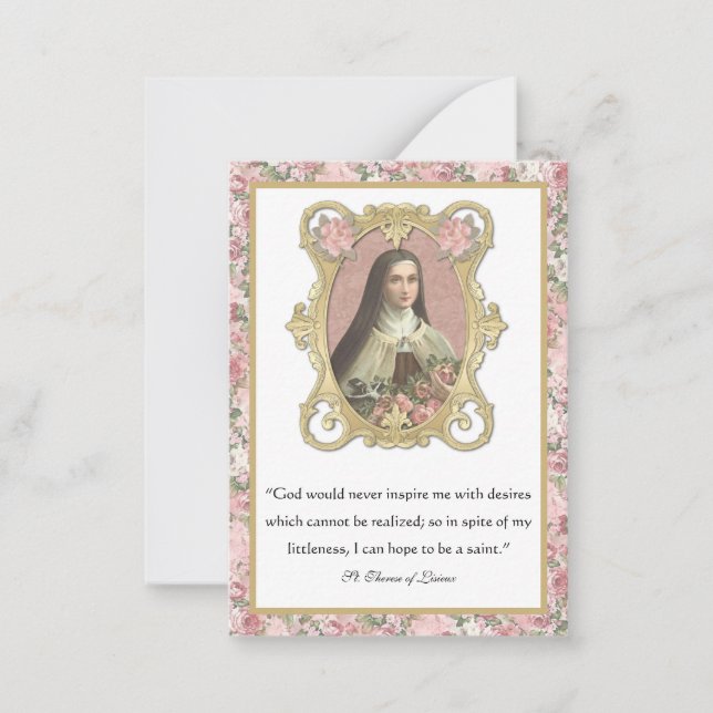Religious St. Therese Elegant Prayer Roses Note  (Front)