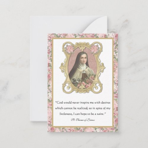 Religious St Therese Elegant Prayer Roses Note 