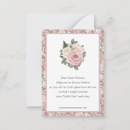 Religious St Therese Elegant Prayer Roses Note Card