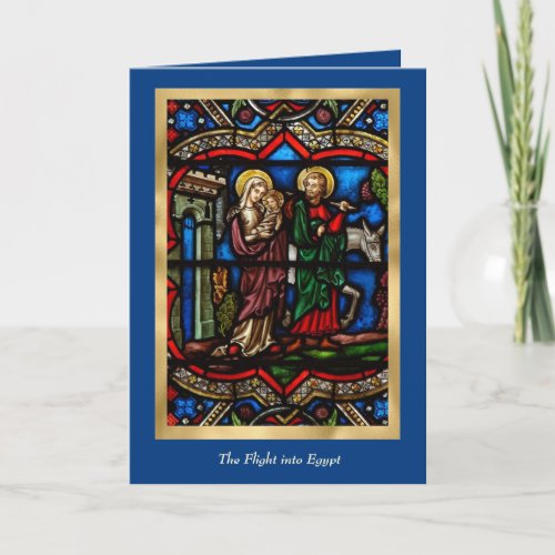 Religious Stained Glass Flight into Egypt Jesus Card