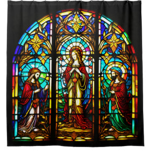 Religious Stained Glass Shower Curtain