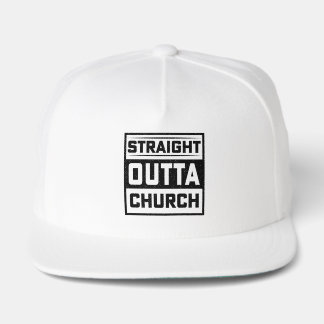 Religious Straight Out of Church Black on White Snap Back Hat