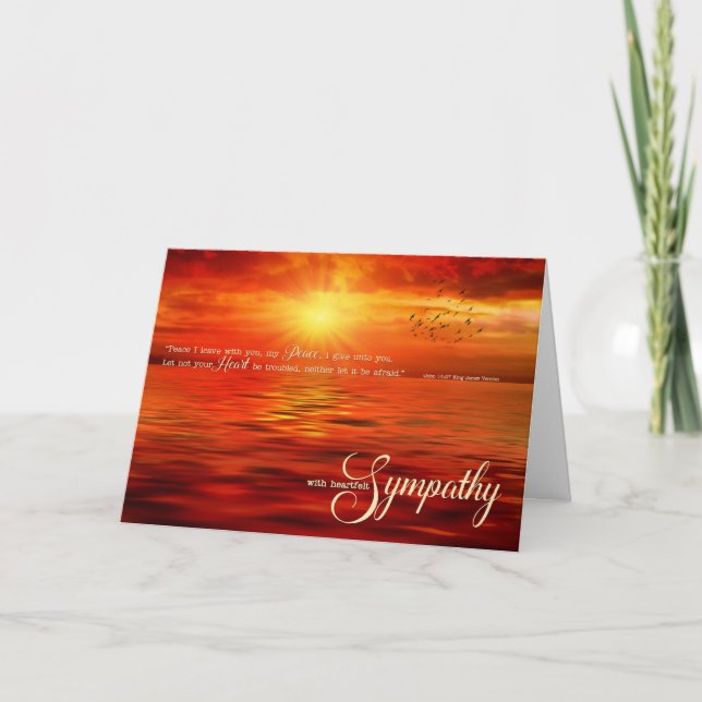 Religious Sunset John 14:27 Scripture Sympathy Card (Front)
