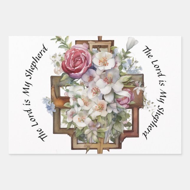 Religious Symbols and Verses for Sympathy Wrapping Paper Sheets (Front)