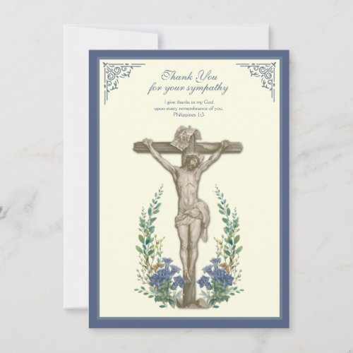 Religious Sympathy Condolence Jesus on Cross Thank You Card