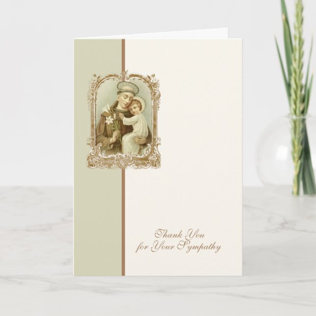 Religious Sympathy Funeral Thank You St. Anthony (Front)