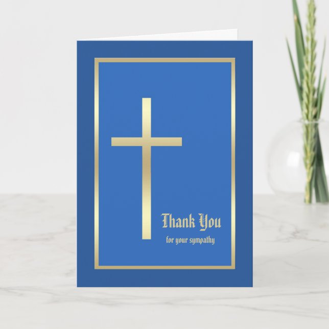 Religious Sympathy Thank You Card  - Blue (Front)