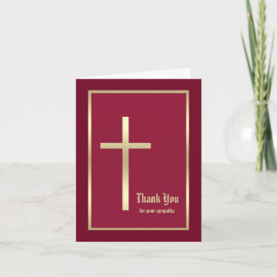 Religious Sympathy Thank You Note Card, Burgandy Card