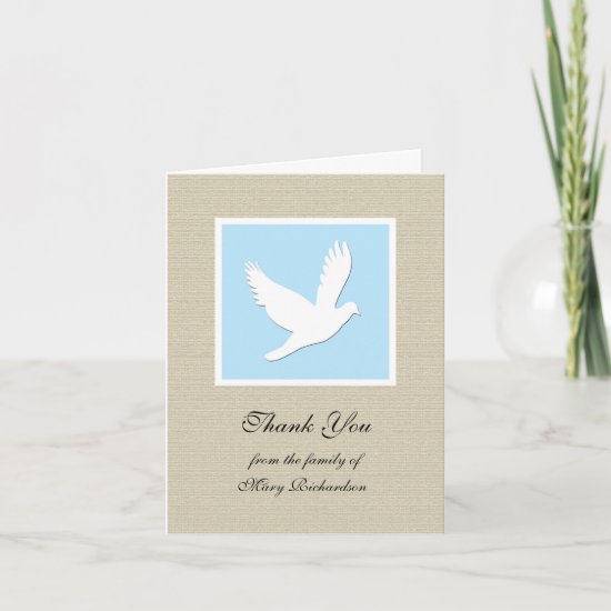 Religious Sympathy Thank You Note Card - Dove