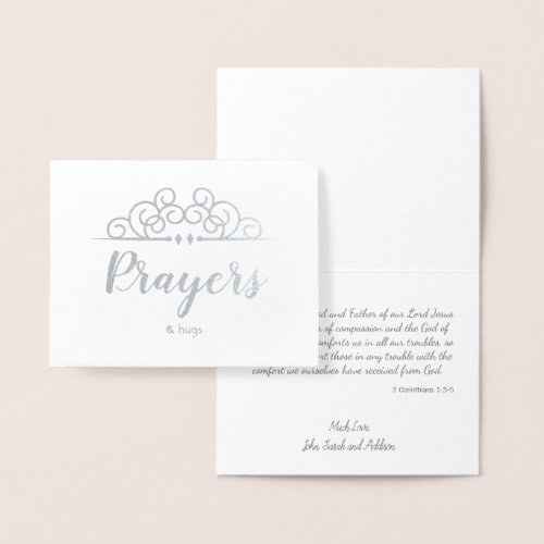Religious Sympathy Thinking of You Prayers  Hugs Foil Card