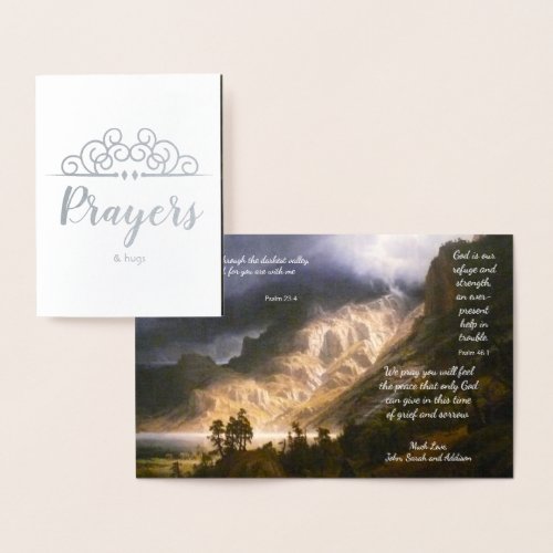 Religious Sympathy Thinking of You Prayers  Hugs Foil Card