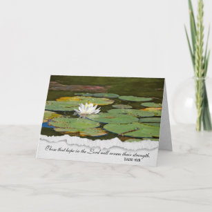 religious sympathy-white water lily with lily pads card