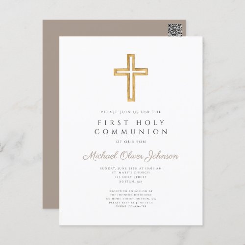 Religious Taupe Beige Boy First Communion  Postcard