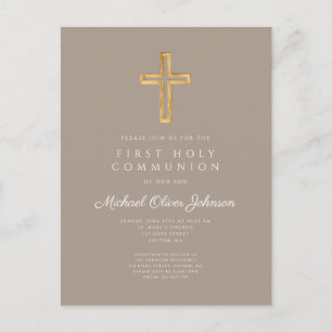 Religious Taupe Beige Boy First Communion  Postcard