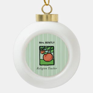 Religious Teacher Thank You, Apple Ceramic Ball Christmas Ornament