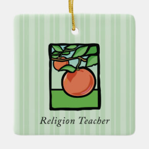 Religious Teacher Thank You, Apple Ceramic Ornament