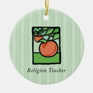 Religious Teacher Thank You, Apple Ceramic Ornament