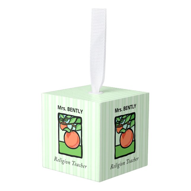 Religious Teacher Thank You, Apple Cube Ornament (Front Angled)