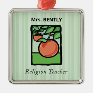Religious Teacher Thank You, Apple Metal Ornament