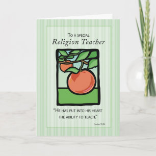 Religious Teacher Thank You, Apple You Card