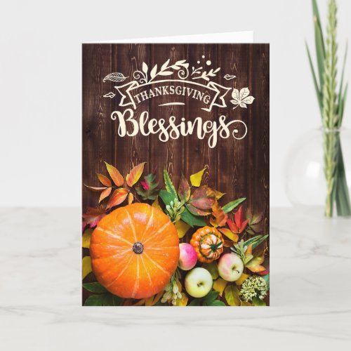 Religious Thanksgiving Blessings Harvest Pumkins Holiday Card