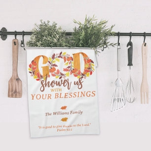 Religious Thanksgiving Dinner Faith Bible Quote Kitchen Towel