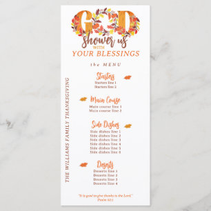 Religious Thanksgiving Dinner Faith Bible Quote Menu