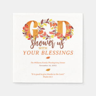 Religious Thanksgiving Dinner Faith Bible Quote Napkins
