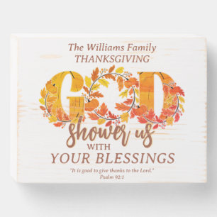 Religious Thanksgiving Dinner Faith Bible Quote Wooden Box Sign