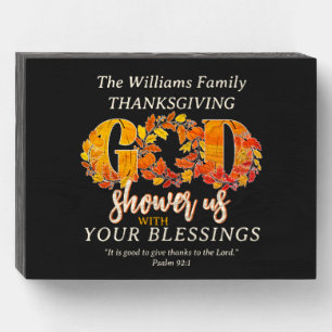 Religious Thanksgiving Faith Bible Quote Black Wooden Box Sign