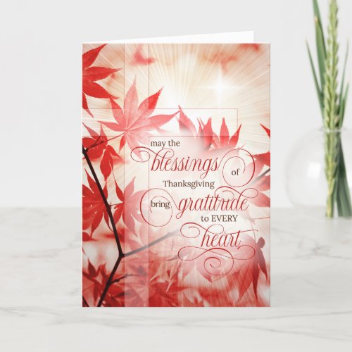 Religious Thanksgiving Maple Leaves and Christian Holiday Card