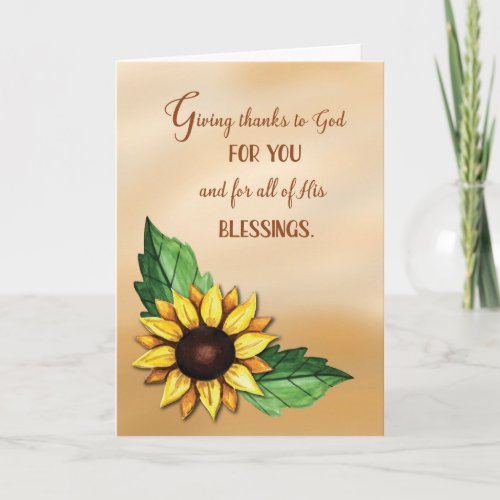 Religious Thanksgiving Sunflower Give Thanks Card