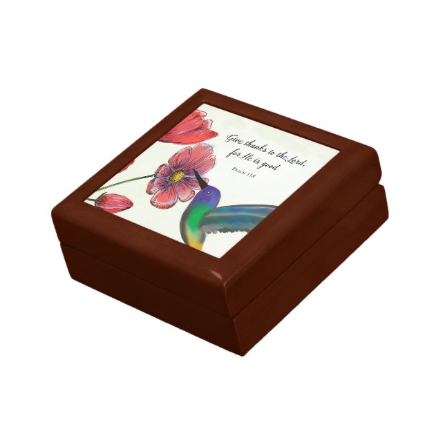 Religious Thinking of You Flowers with Hummingbird Gift Box (Side)