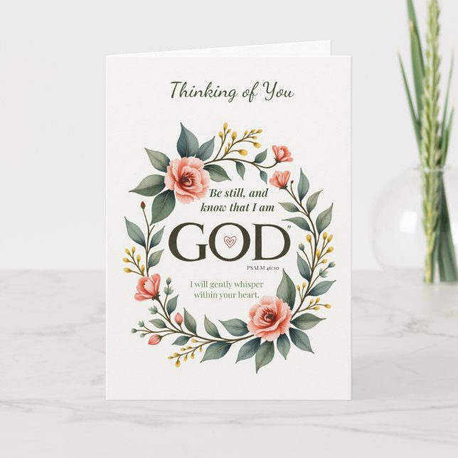 Religious Thinking of You Scripture Floral Wreath Card (Front)