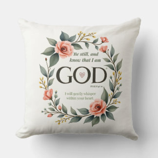 Religious Thinking of You Scripture Floral Wreath Throw Pillow