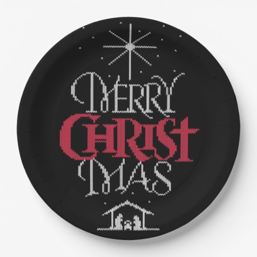 Religious Ugly Merry Christmas Sweater nativity Paper Plates