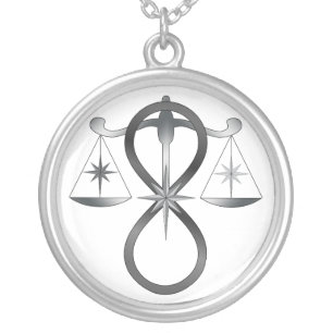 Religious Unity God Symbol Pagan Monochrome Silver Plated Necklace