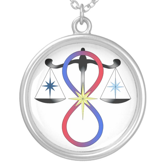 Religious Unity God Symbol Pagan Spirituality Silver Plated Necklace (Front)