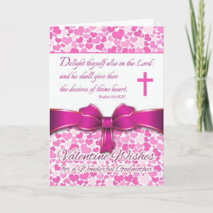 Religious Valentine for Godmother, Psalm 37:4 Holiday Card