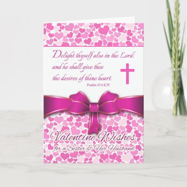 Religious Valentine for Sister & Husband, Psalm 37 Holiday Card (Front)